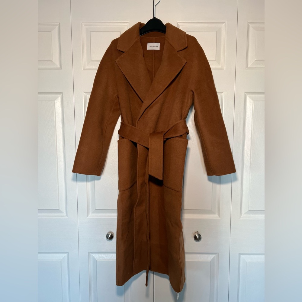 100% Belted Wool Coat - Toffee, Size S